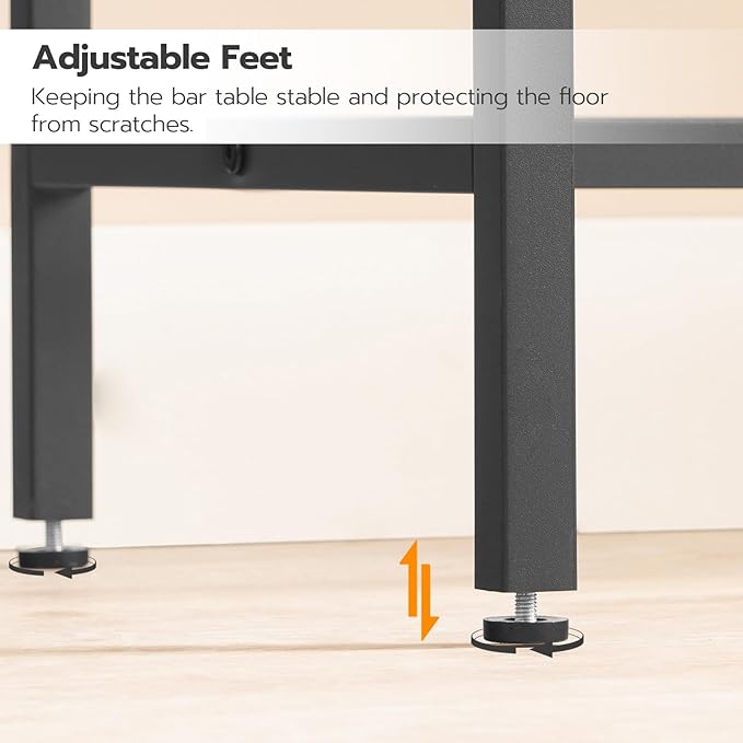 HOOBRO Bar Table with Charging Station, Rectangular Pub Table, High Top Coffee Table, Counter Bar Height Table, Narrow Long Dining Table, 35.4" L x 15.7" W x 35.6" H, Rustic Brown and Black BF90UBT01