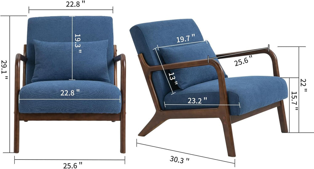Komene Mid Century Modern Accent Chair Sitting Chair with Solid Wood Frame, U...