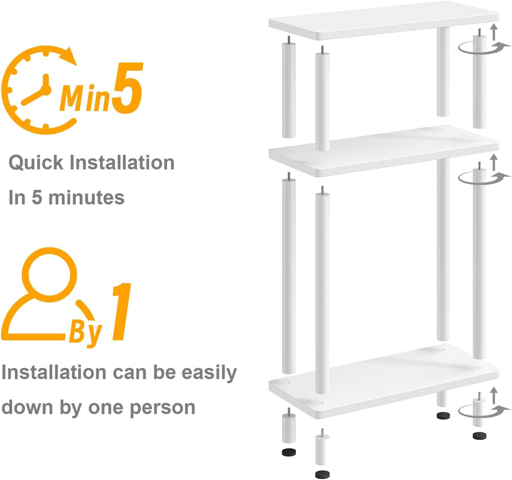 Apicizon Small Narrow Side Table, 3-Tier Skinny End Table with Storage Shelf,...