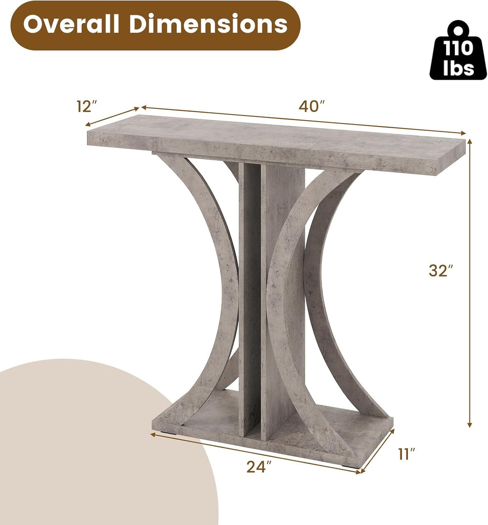 GIANTEX 40" Narrow Console Table, Industrial T-Shaped Entryway Table | S...