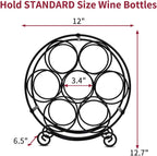 TreeLen Wine Racks Countertop, 7 Bottles Wine Organizer Stand, Metal Free Standing Wine Storage Holder, Water Bottle Holder Stand-Black
