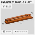 Homeforia Oak Floating Shelves 42 inch Long, High End Solid Real Wood 42inch Floating Shelf for Wall Mounted, Honey Oak Wooden 42in Floating Shelves, Heavy Duty Bracket, 42 X 6.5 X 1.75 in, Set of 2