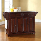 Pemberly Row Contemporary Wood Kitchen Island in Mahogany Finish