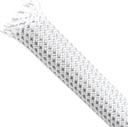 Braided Cable Sleeving, PET Expandable Braided Cable Sleeve, Flexible Mesh Sleeving Cord Management for Audio Video and Other Home Device, Cord Protector from Pets (White Silver, 1/4" x 25ft)