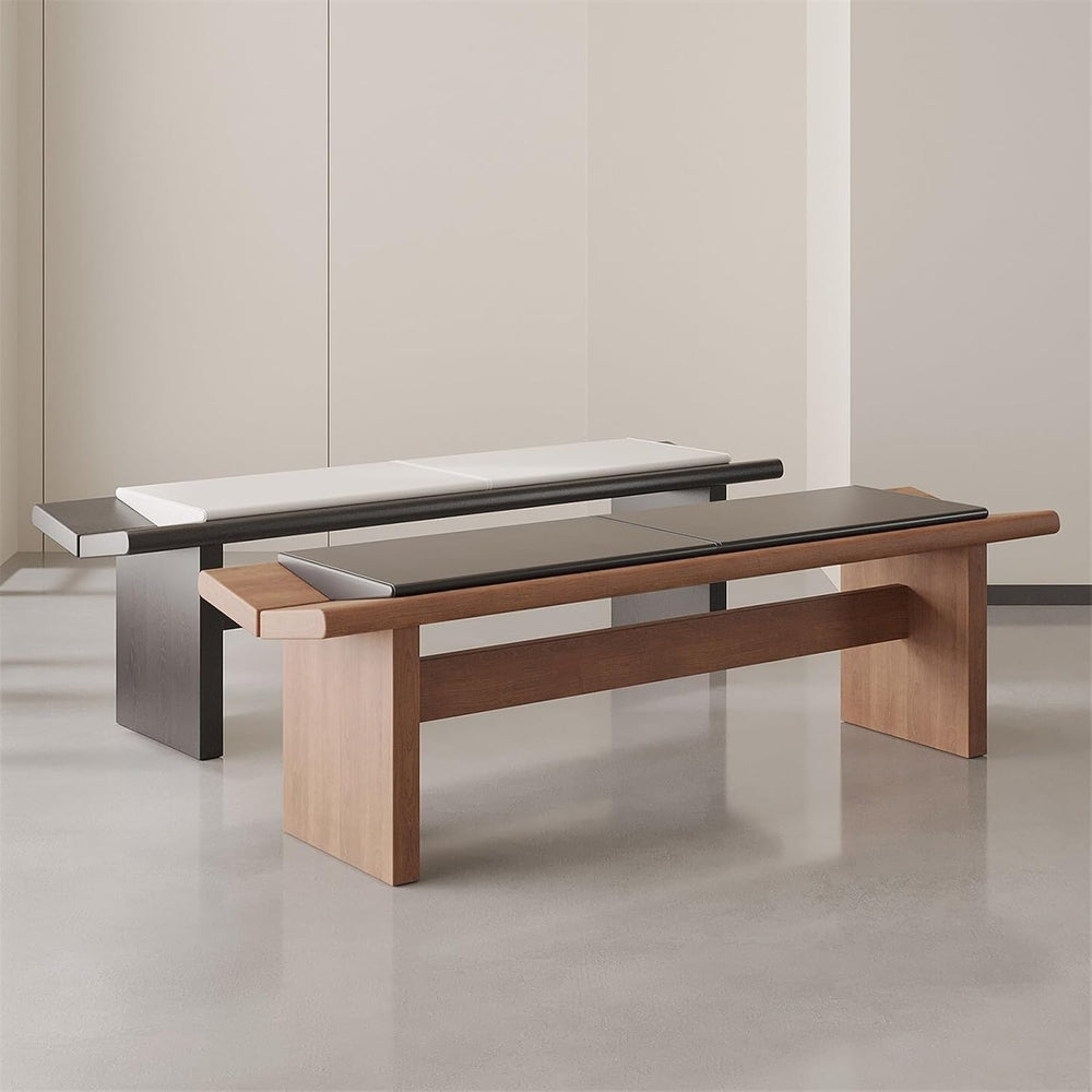 Modern Wooden Long Shoe-Changing Bench for Bedroom Dressing Room Leather Bed ...