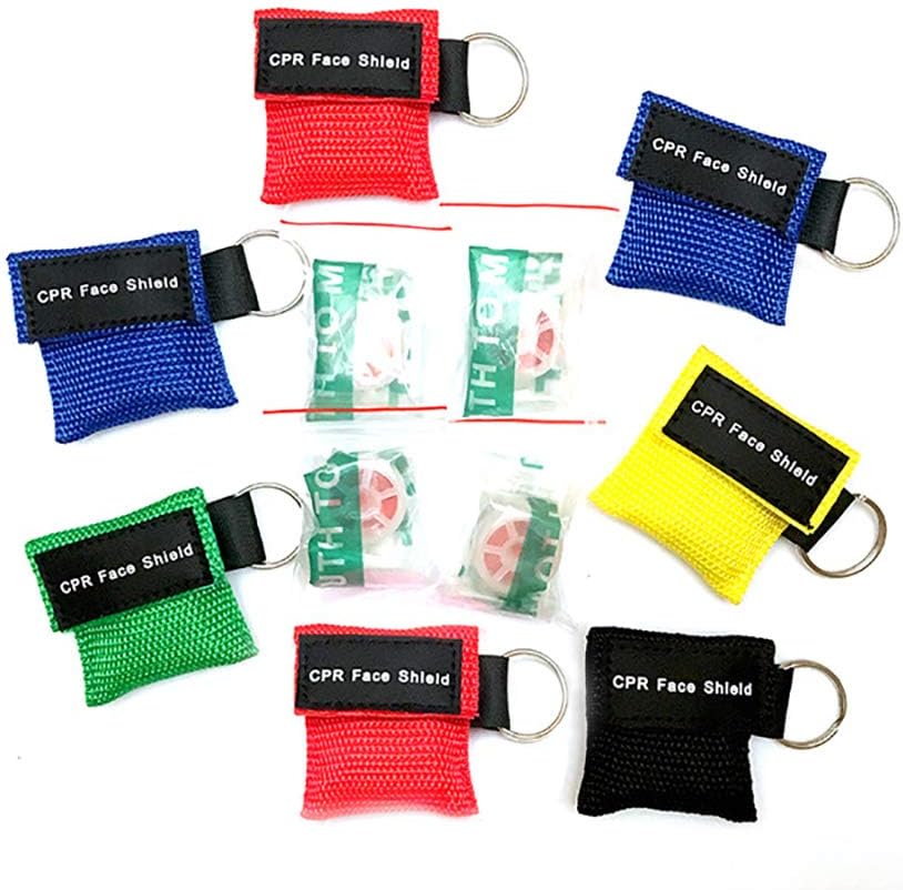 50pcs CPR Face Shield Mask, Keychain Mask Disposable Emergency Kit