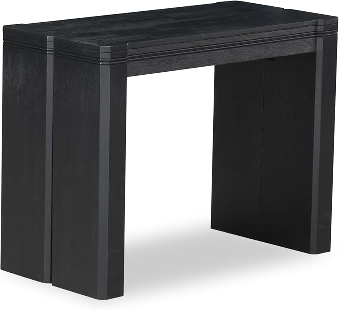 X07EL-BC6-35 - 10-Pc Kitchen Table Set a Rectangular Dining Table with a coffee Table wooden Bench & 7 Doeskin Linen Fabric Dining Chair, 39x120 Inch, Wire Brushed Black