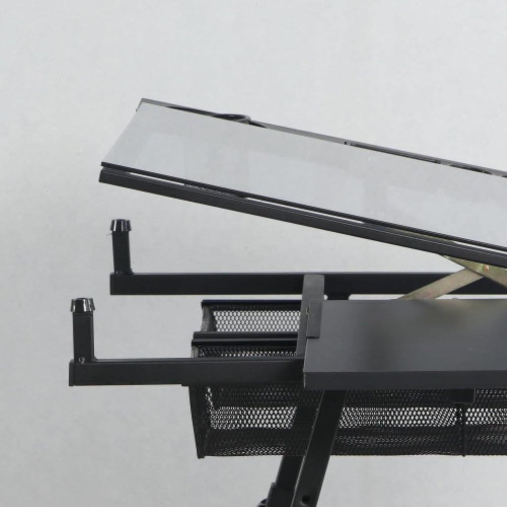 Tempered Glass Drafting Table, 0-75° Tilt & Height Adjustable Drafting De...
