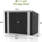 Patiowell 6 x 3 FT Horizontal Metal Shed, Outdoor Storage Shed with Double Lockable Doors and Easy Lift Hinges for Trash Cans, Garden Tools and Pool Accessories, Sloping Roof for Backyard Garden Lawn