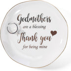 HOME SMILE Christmas Mother Day Birthday Gifts for Godmother Ring Dish Jewelry Tray-Godmother Gifts from Godchild-Godmothers Are Blessing,Thank You for Being Mine