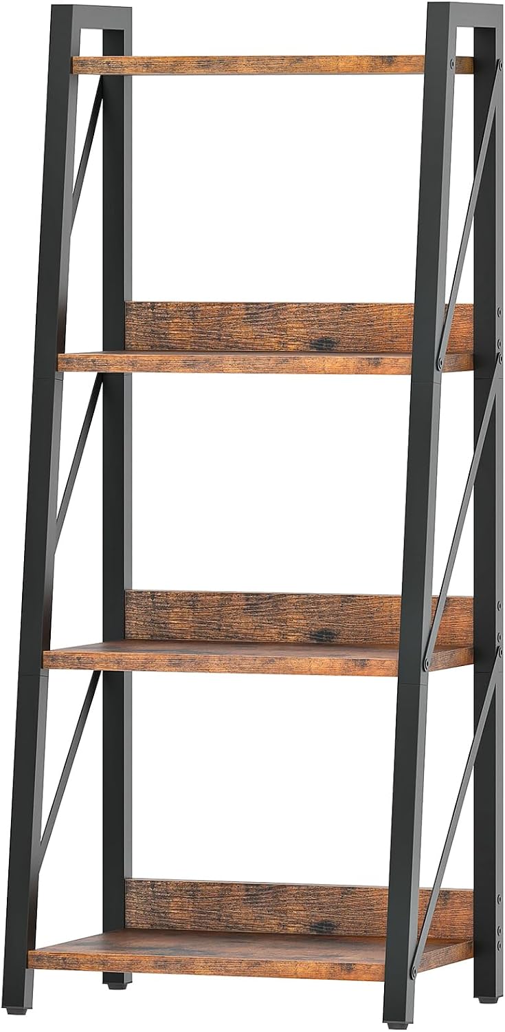 HOOBRO Ladder Shelf, 4-Tier Bookshelf, Corner Bookcase, Freestanding Storage ...