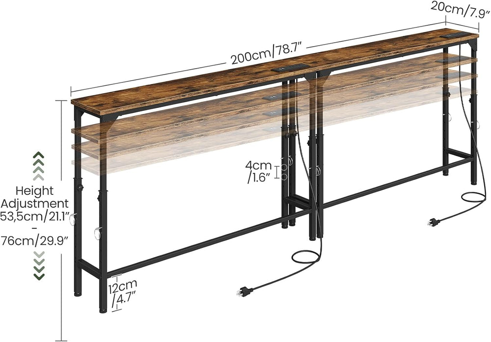 CHOEZON 78.7" Narrow Console Table with Adjustable Height (21.1"-29...