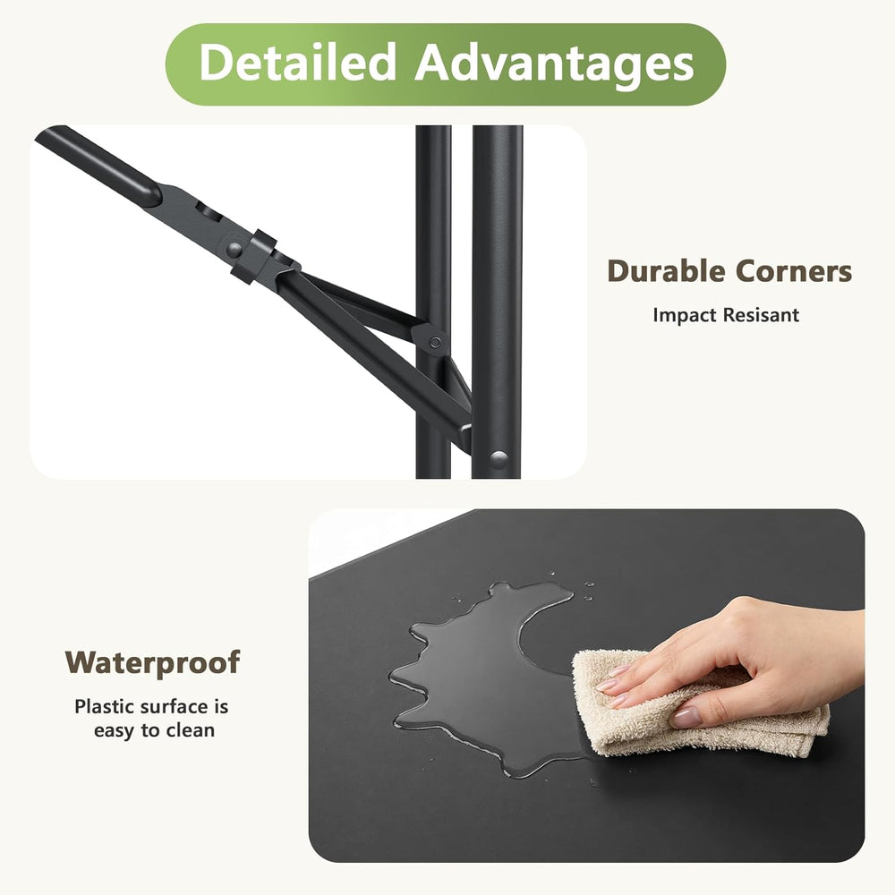 4ft Folding Table with Foldable Steel Legs, Heavy Duty Plastic Foldable Table...