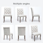 Upholstered Tufted Chenille Dining Side Chairs, Armless Nailhead Trim Chairs with Solid Wood Legs, Modern Farmhouse Chairs for Dining Room, Kitchen & Living Room (Set of 2, Beige)