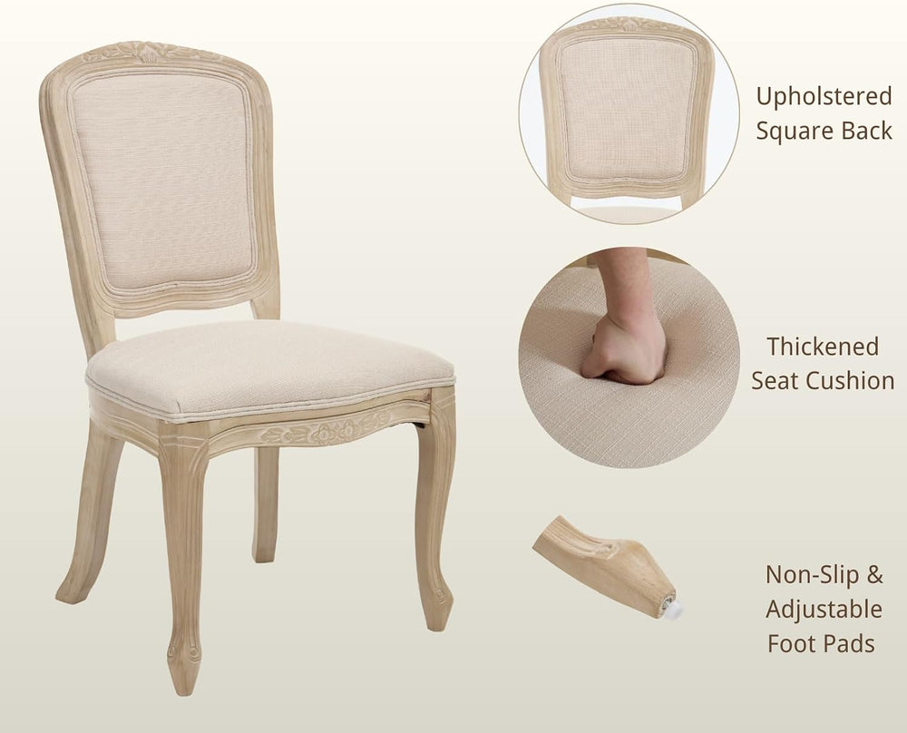 chairus French Country Dining Chairs Set of 6, Upholstered Linen Dining Room ...