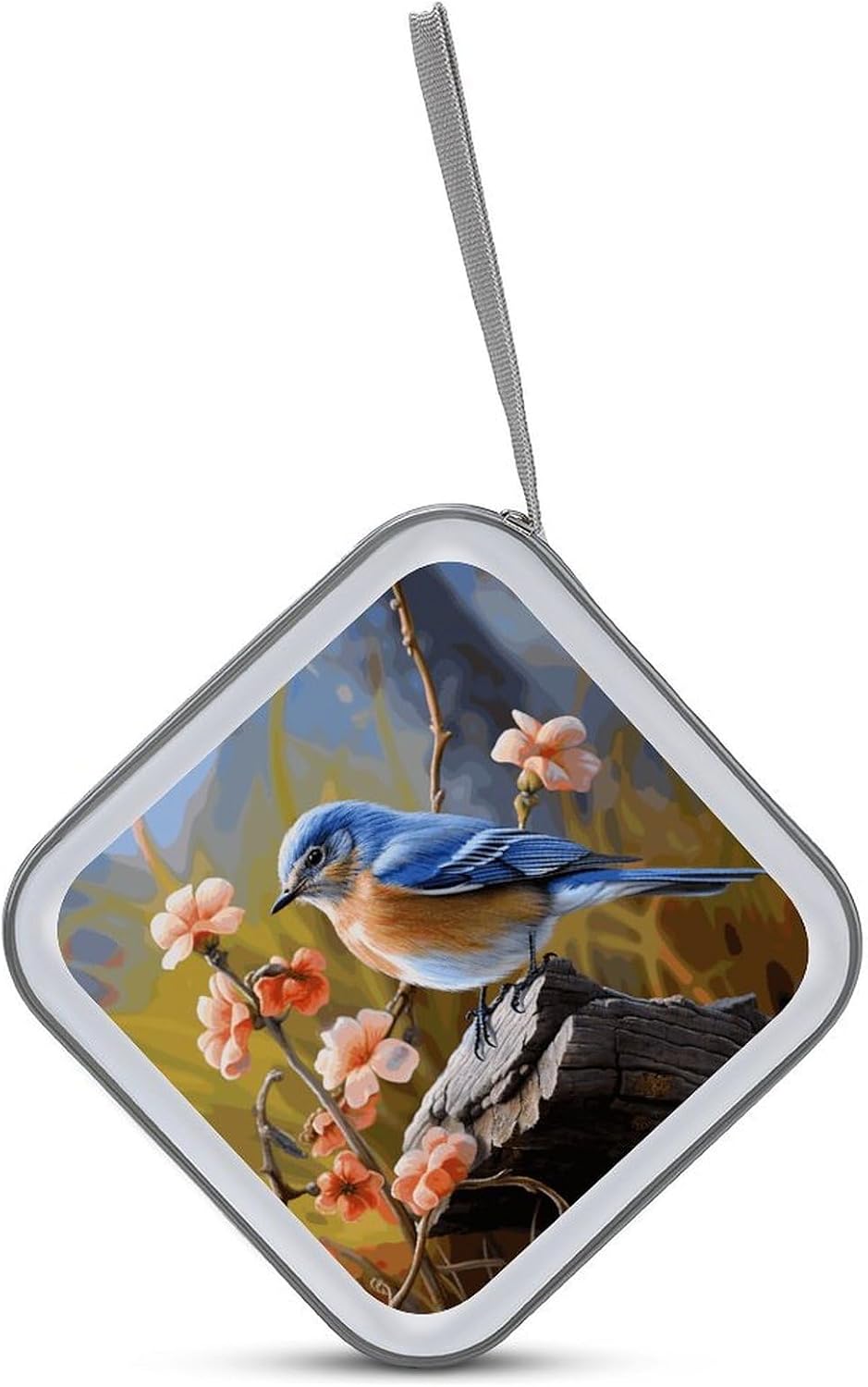Eastern Bluebird DVD Case, 40 Capacity CD Case Holder with Zippers, Portable CD Holder Hard Plastic Disc Cases Personalized DVD Wallet Organizer for Car Home Travel