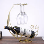 Metal Wine Rack, Tabletop Wine Glass Holder, 1 Bottle+2 Cups Glod | Wine holder countertop，wine bottle decorative,wine bottle and glass holder，wine bottle holder counter，wine drying racktop