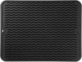 Silicone Dish Drying Mat for Multiple Usage,Easy clean,Eco-friendly,Heat-resistant Silicone Mat for Kitchen Counter or Sink,Refrigerator or drawer liner Black L 16 inches x 12 inches