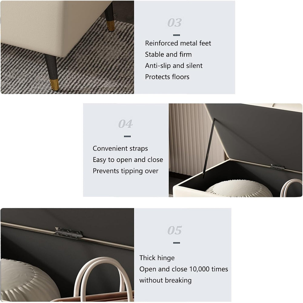 Modern Storage Ottoman Bench for Bedroom, Upholstered Flip Top Luxury Shoe, M...