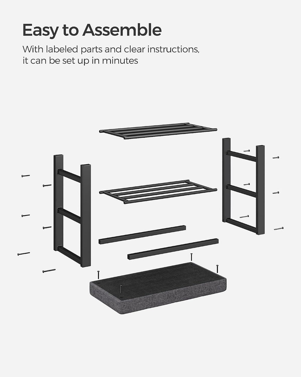 SONGMICS Shoe Bench, Storage Bench, Entryway Bench with Cushion, Shoe Shelf w...