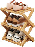 Simcat Wood Shoe Rack Foldable Shoe Organizer Shoe Storage for Small Spaces Free Standing Shelf for Entryway, Bedroom, Garage (3 Tiers,Primary Colors)