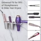 Hair Tool Organizer Wall Mount, Stainless Steel Hair Tool Holder with 2 Heat-Resistant Cups, Curling Iron Holder for Vanity, Hot Tools Organizer with PVC Ring,Hair Dryer Holder for Bathroom