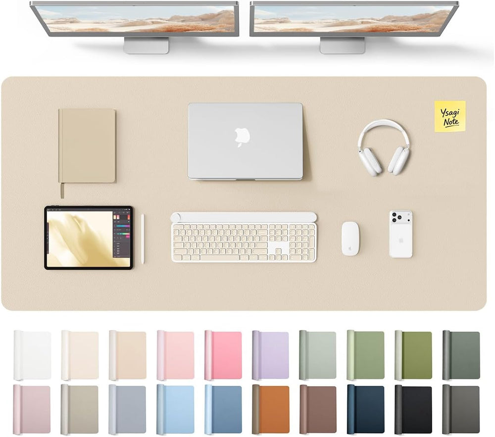 YSAGi Leather Desk Pad Protector, Office Desk Mat, Large Mouse Pad, Non-Slip ...