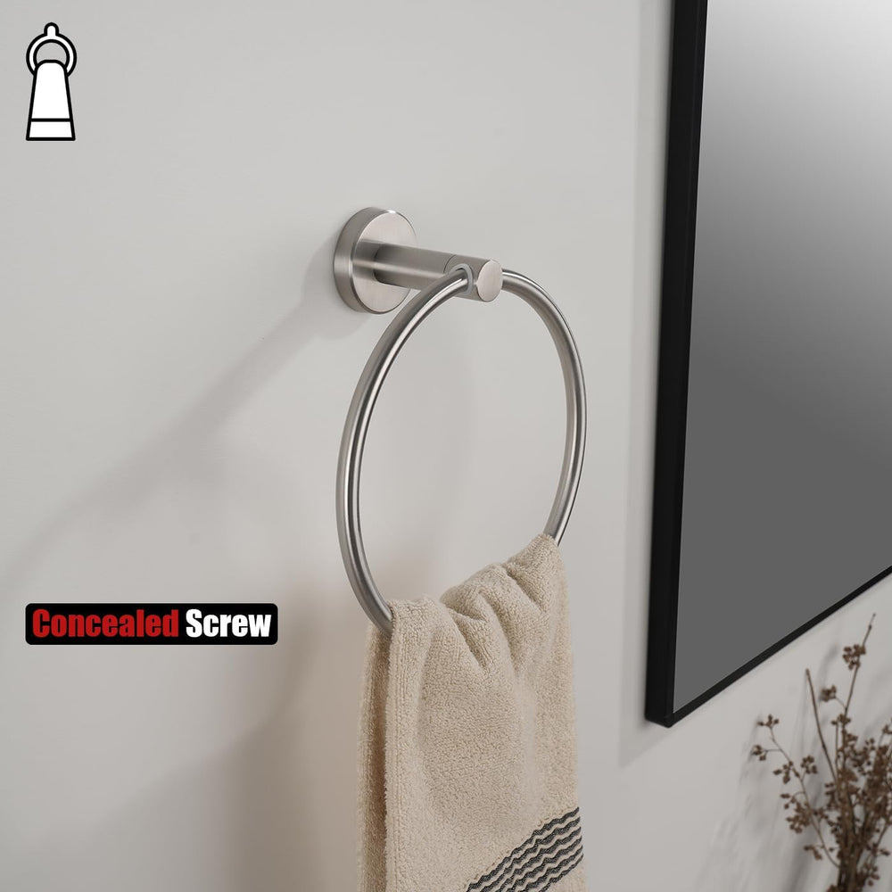 JQK Bathroom Hardware Set Brushed Steel, 5-Piece Bath Accessories Set Wall Mo...