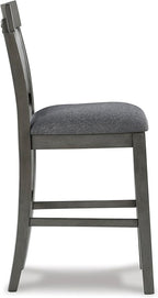 Signature Design by Ashley Hallanden Modern Farmhouse 25.75" Counter Height Upholstered Barstool, Set of 2, Dark Gray