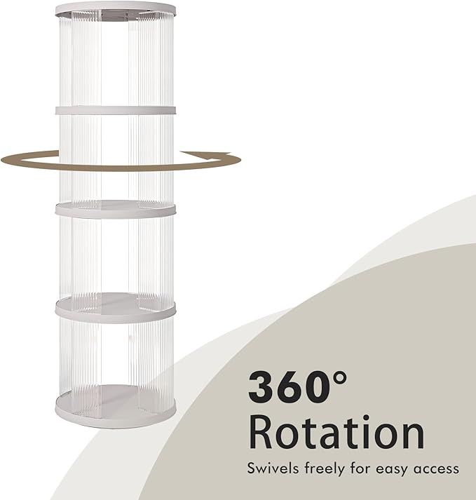 4 Tier Rotating Bookshelf Spinning Bookshelf Tower Swivel Bookcase Round Book Shelf for Small Space Revolving Bookcase for Playroom Bedroom Living Room