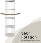 4 Tier Rotating Bookshelf Spinning Bookshelf Tower Swivel Bookcase Round Book Shelf for Small Space Revolving Bookcase for Playroom Bedroom Living Room