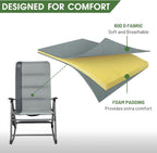Timber Ridge Oversized Folding Rocking Camping Chair, Padded Outdoor Rocker with High Back, Portable Outdoor Chair for Patio, Garden, Lawn, Supports up to 400 lbs, Gray | Foldable Padded Outdoor Rocker with High Back, Portable Outdoor Chair for Patio