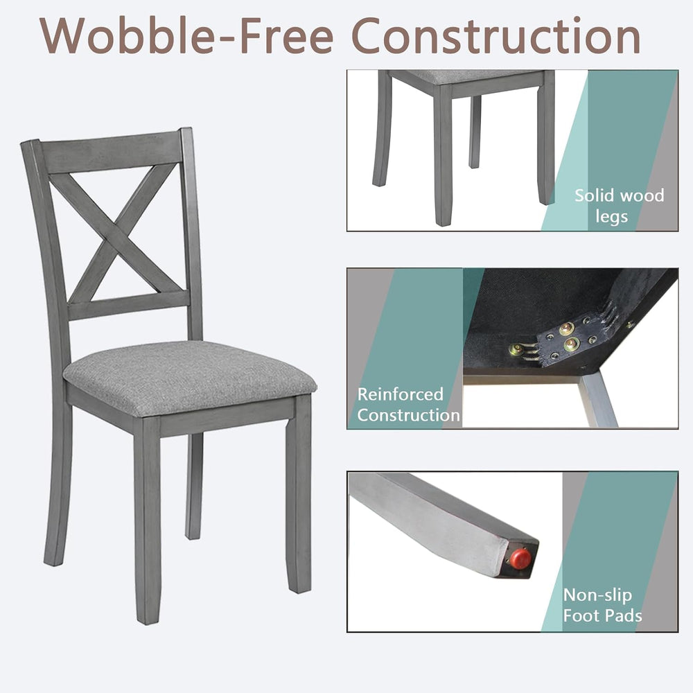 Ball & Cast Wood Frame Dining Chairs Set of 4, Modern Linen Upholstered K...