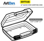 ArtBin 6977AB 12 inch Quick View Deep Base Carrying Case, Portable Art & Craft Organizer with Handle, [1] Plastic Storage Case, Translucent