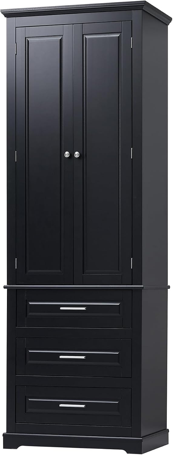 Merax 70" Pantry Cabinet with Two Doors & Three Drawer, Adjustable S...