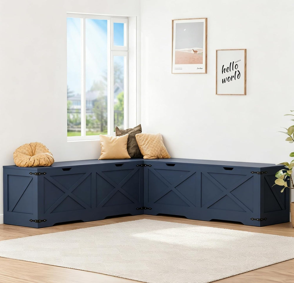 Godchoices L Shape Breakfast Nook Bench, Backless Corner Bench with Storage, ...