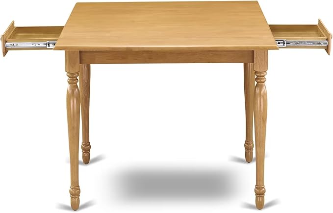 East West Furniture MZAV3-OAK-W 3 Piece Dining Room Table Set Contains a Rectangle Kitchen Table with Dropleaf and 2 Dining Chairs, 36x54 Inch, Oak