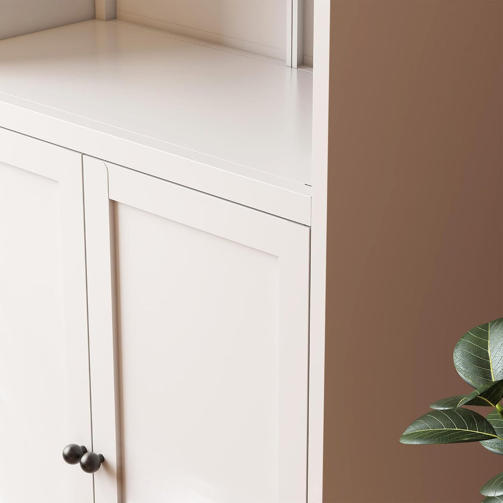 Havemies Modern White Metal Pantry Cabinet - 72" Freestanding Multifunct...
