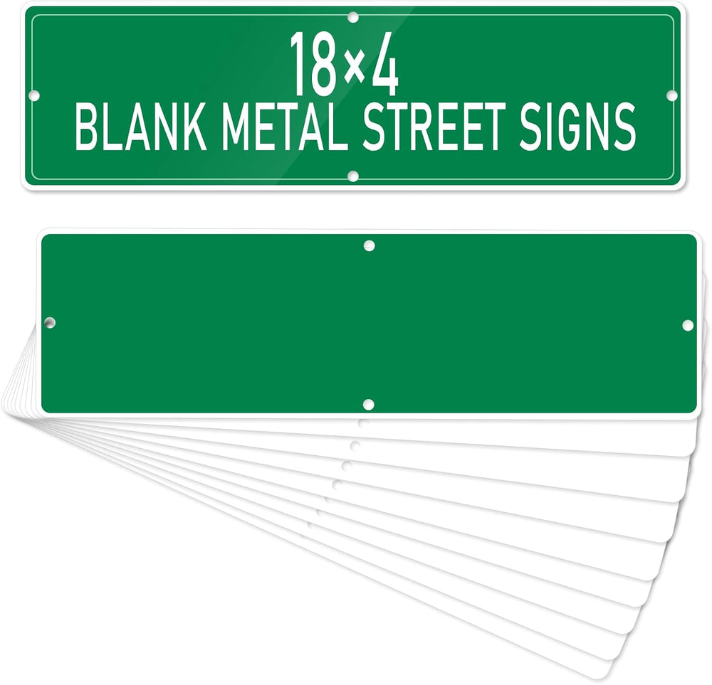 10 Pieces Green Blank Street Signs Metal 18×4 Blank Metal Street Signs for Vi...
