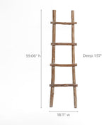 LuxenHome 60-Inch Tall Solid Wood Natural 4-Rung Blanket Ladder