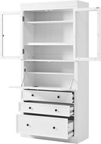 Freestanding Kitchen Pantry Storage Cabinet,Multifunctional Cupboard with 3 Drawers,Adjustable Shelves and Power Outlet for Dining,Living Room (White-E)