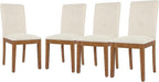 DAGONHIL Dining Chairs Set of 4, Modern Upholstered Fabric Dining Room Chairs, Armless Kitchen Chairs with Wood Legs and Padded Seat for Living Room, Bedroom, Kitchen (Beige)