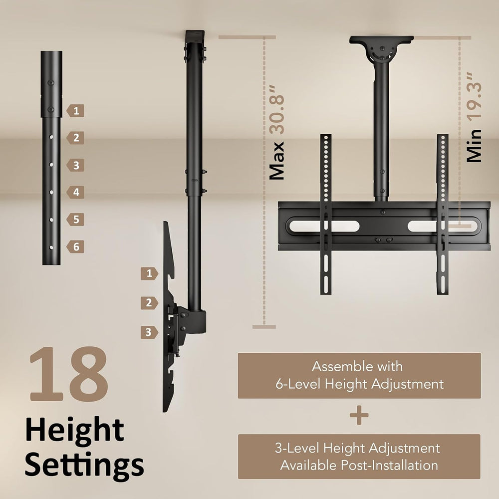 AX WABER Ceiling TV Mount Adjustable Bracket for 26-65 inch LCD LED OLED 4K T...