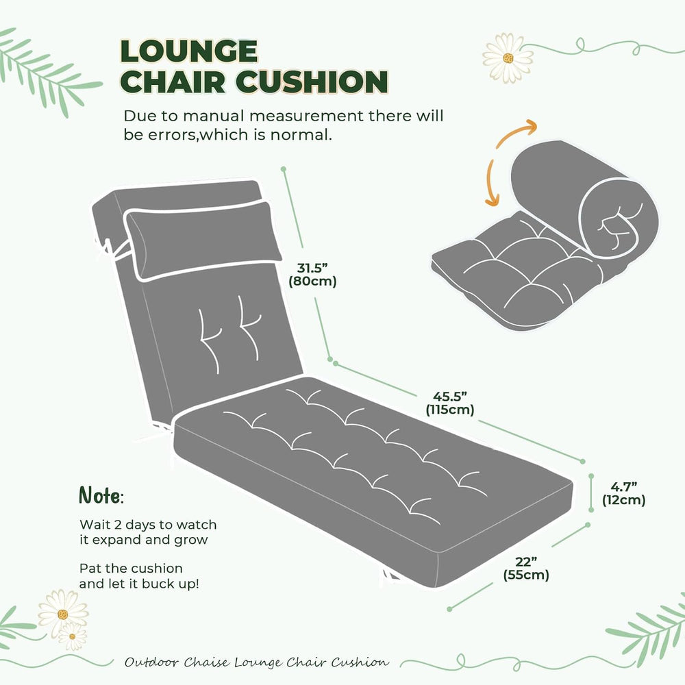 2 Pack 76 x 22 x 4.7 Waterproof Chaise Lounge Chair Cushion Outdoor Gray88#