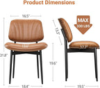 Dining Chairs Set of 8, Dining Room and Kitchen Chairs, Mid Century Modern Accent Chair, Upholstered PU Leather Chairs for Vanity with Walnut Bentwood and Metal Legs, Light Tan