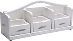 Wooden Tea Bag Organizer | Farmhouse Finish | 3-Compartment Storage | Countertop | Accessories: Tea Bag Squeezer, Natural Jute Placemat, Tea Spoon, Wooden Napkin Ring