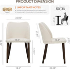 COLAMY Dining Chairs Set of 4, Upholstered Fabric Kitchen Chairs with Curved Back, Padded Seat and Solid Wood Legs, Modern Dining Chair for Kitchen Dining Room, Beige