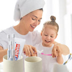 Beige Toothbrush Holders for Bathrooms - 2 Cups Ceramic Toothbrush Toothpaste Holders Set, Beige Bathroom Tumbler Cups Reusable Toothbrush Mouthwash Cup, Bathroom Counter Organizer