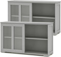Costzon Sideboard Buffet Cabinet of 2, Wooden Kitchen Storage Cabinet with Adjustable Shelf, Sliding Glass Doors, Accent Coffee Bar Cabinet Console Table for Living Room, Dining Room, Hallway