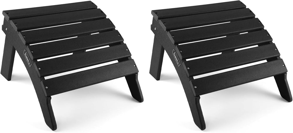 FUNBERRY Folding Adirondack Ottoman Set of 2, HDPE All Weather Outdoor Foot R...